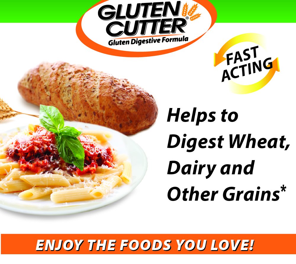 Healthy Digestives Gluten Cutter back label showing ingredients and directions