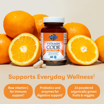 Supplement facts panel highlighting five hundred milligrams potency and organic fruit and vegetable blend ingredients