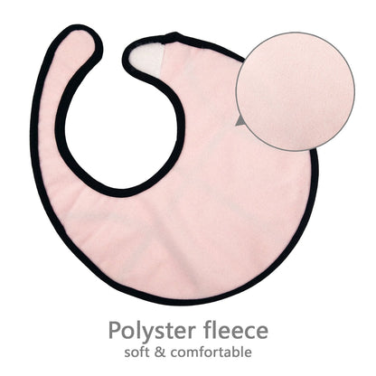Rear view of Zebrum baby bib showing soft fleece backing