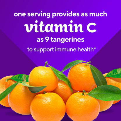 Close up of 150 count Vitafusion Power C chewable orange gummies bottle cap