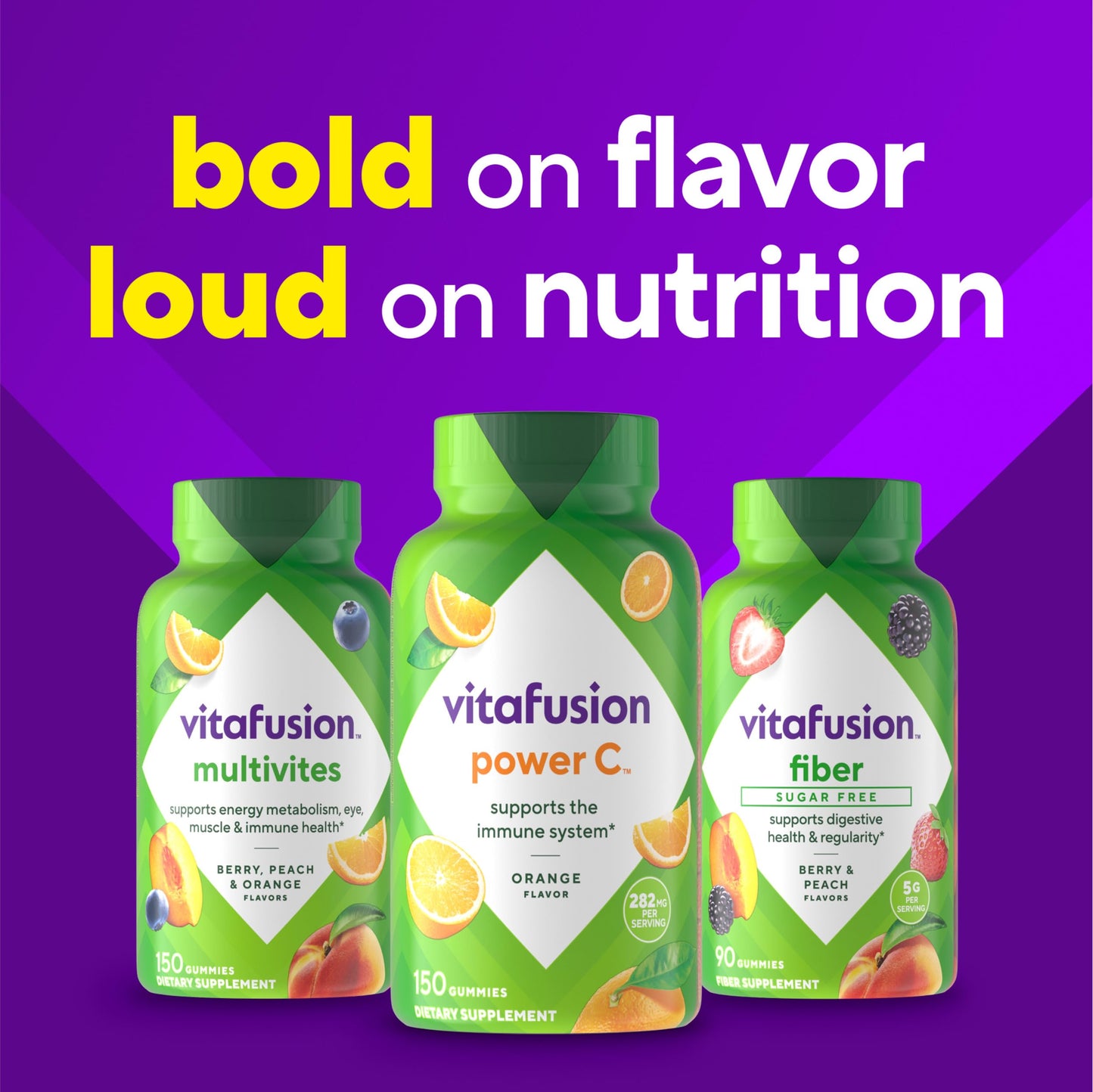 Vitafusion USA imported wellness products daily vitamin C gummy bottle back panel