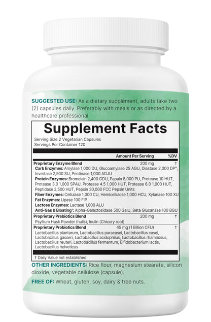 Micro Ingredients 240 vegetarian capsules daily digestive supplement side label