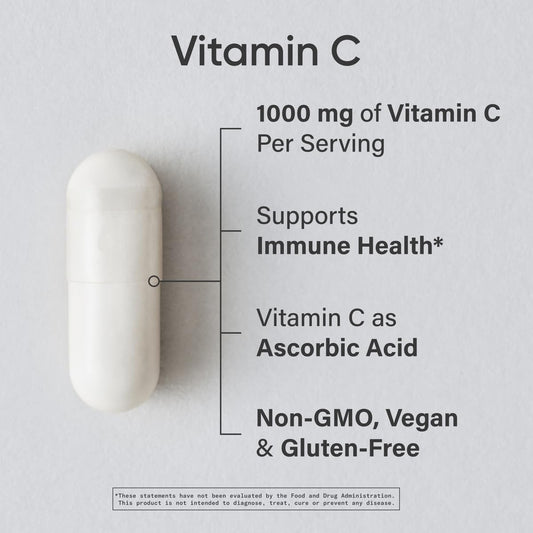 Sports Research Vitamin C 240 vegan veggie capsules supplement facts and dietary labels.