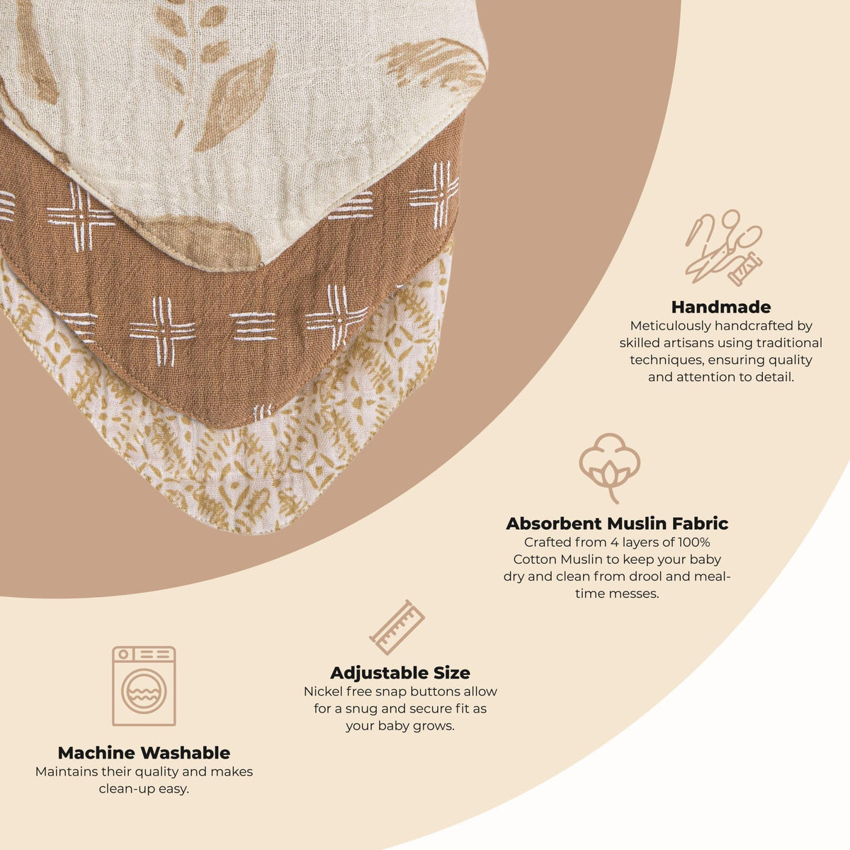 Close up of soft 4-layer organic cotton muslin fabric texture