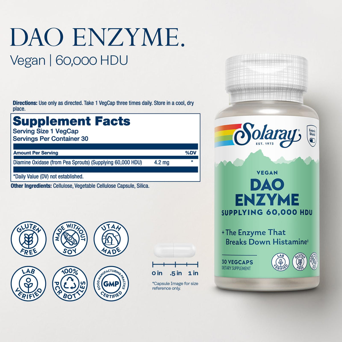 Solaray vegetable capsules supplement bottle back label view