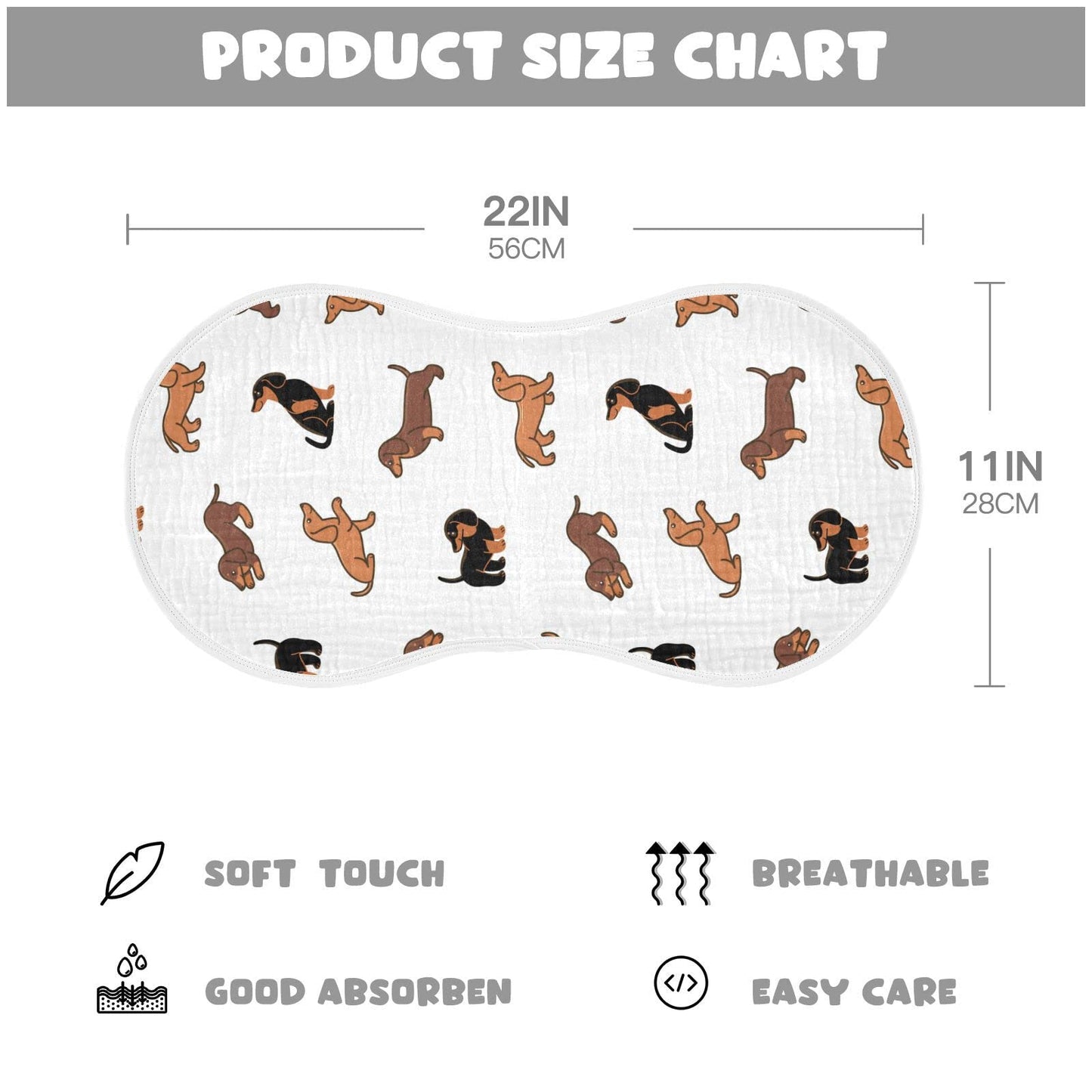 WellDay baby burp cloth showing waterproof TPU layer detail