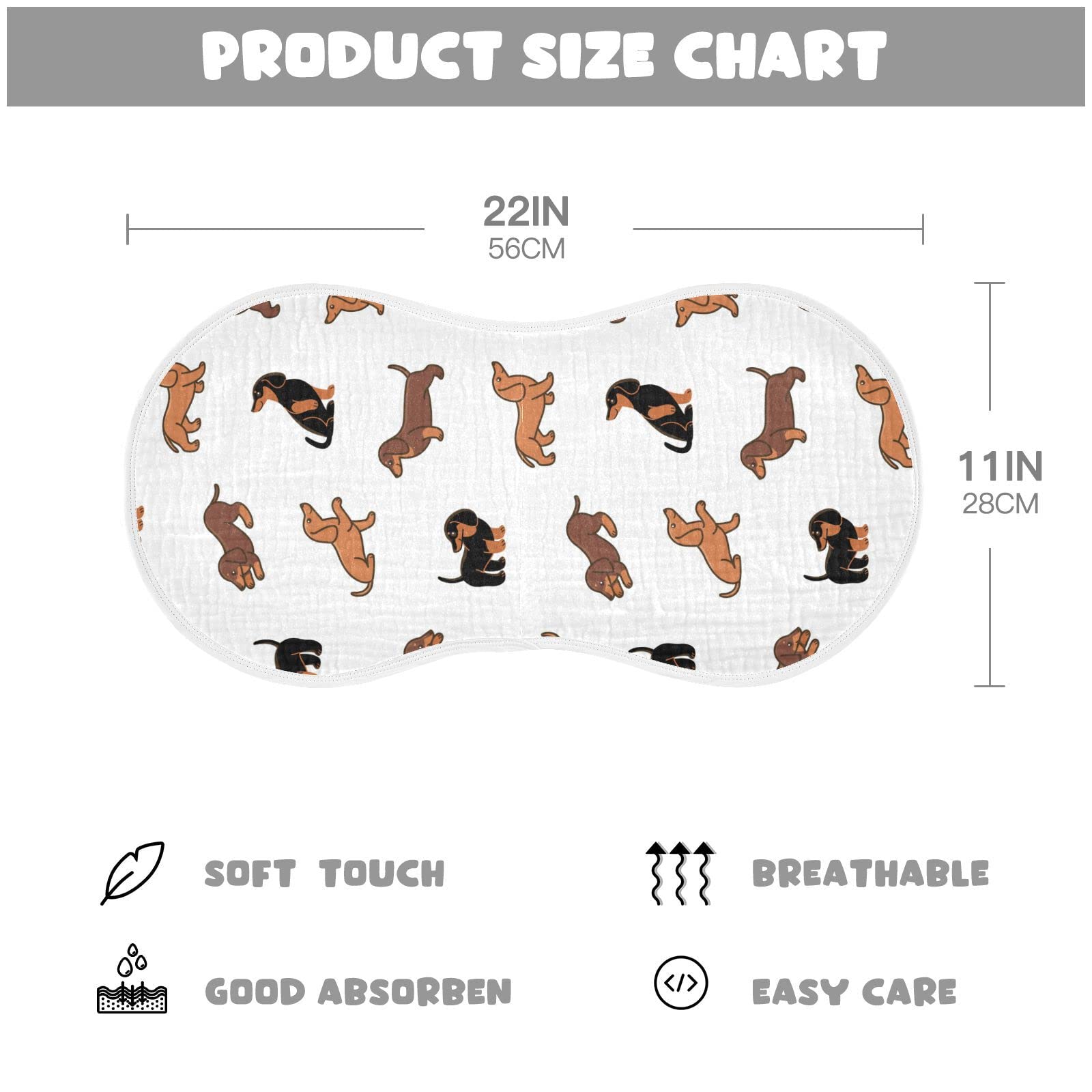 WellDay baby burp cloth showing waterproof TPU layer detail
