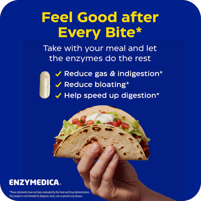 Vegan certified digestive enzyme capsules for gas relief