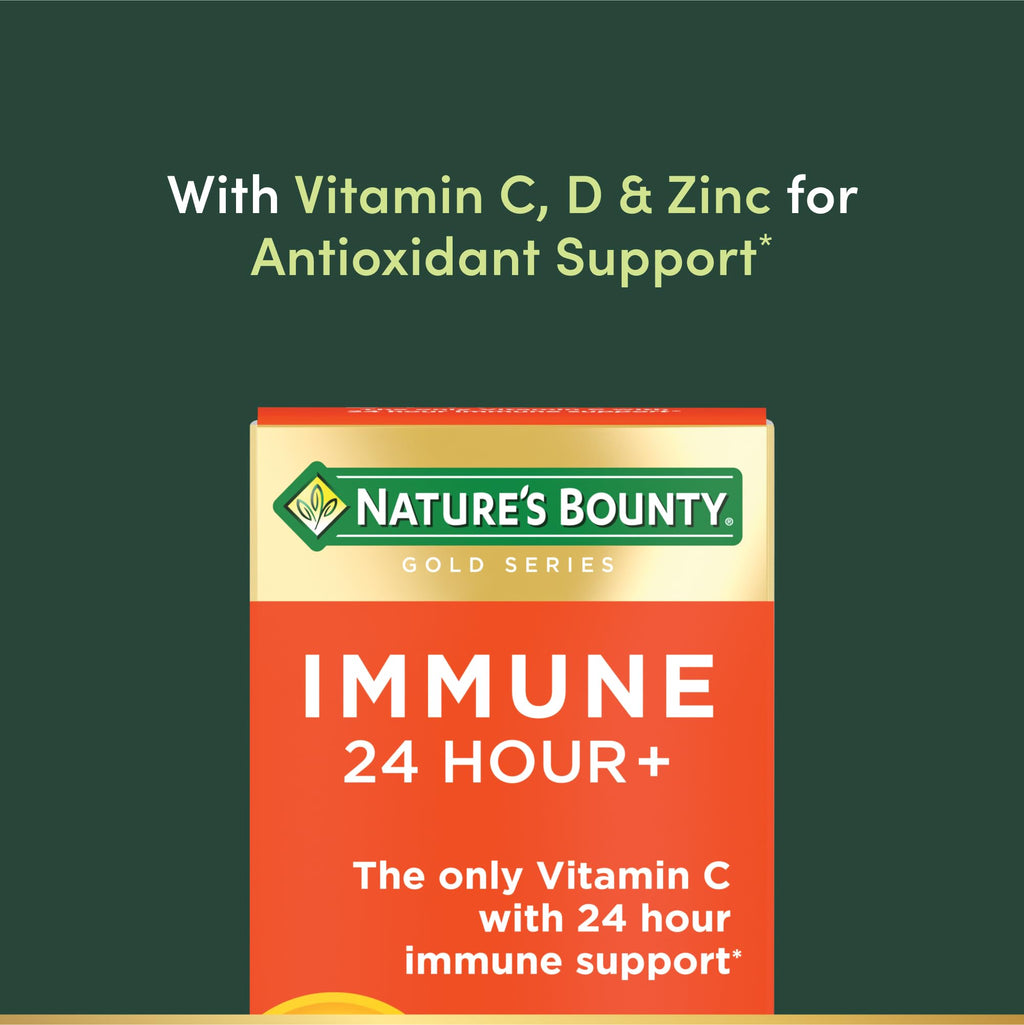 Nature's Bounty Gold Series Immune 24 Hour Plus rapid release softgels closeup