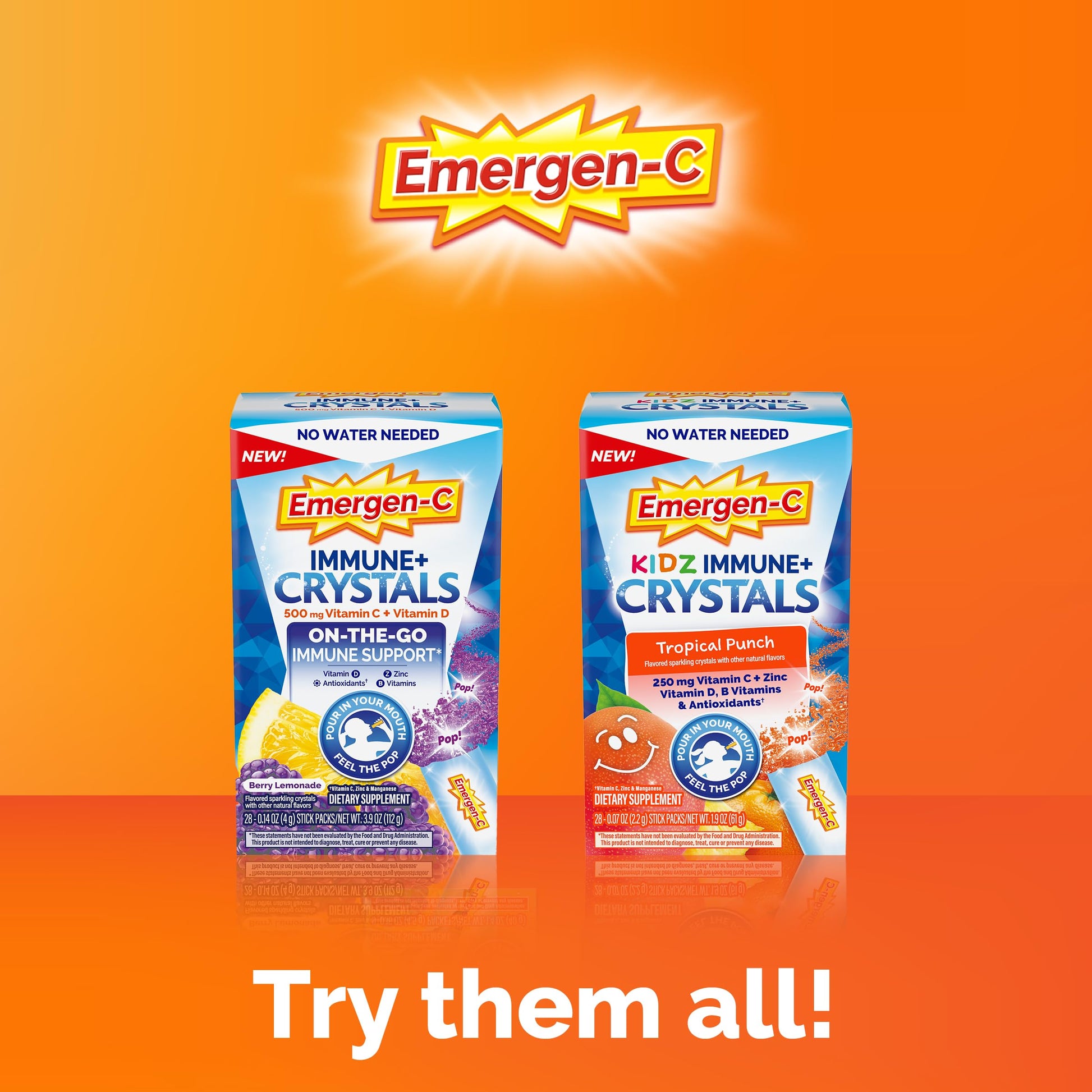 Rudra Retails authentic product display of Emergen-C water free immunity boosters for active lifestyles.