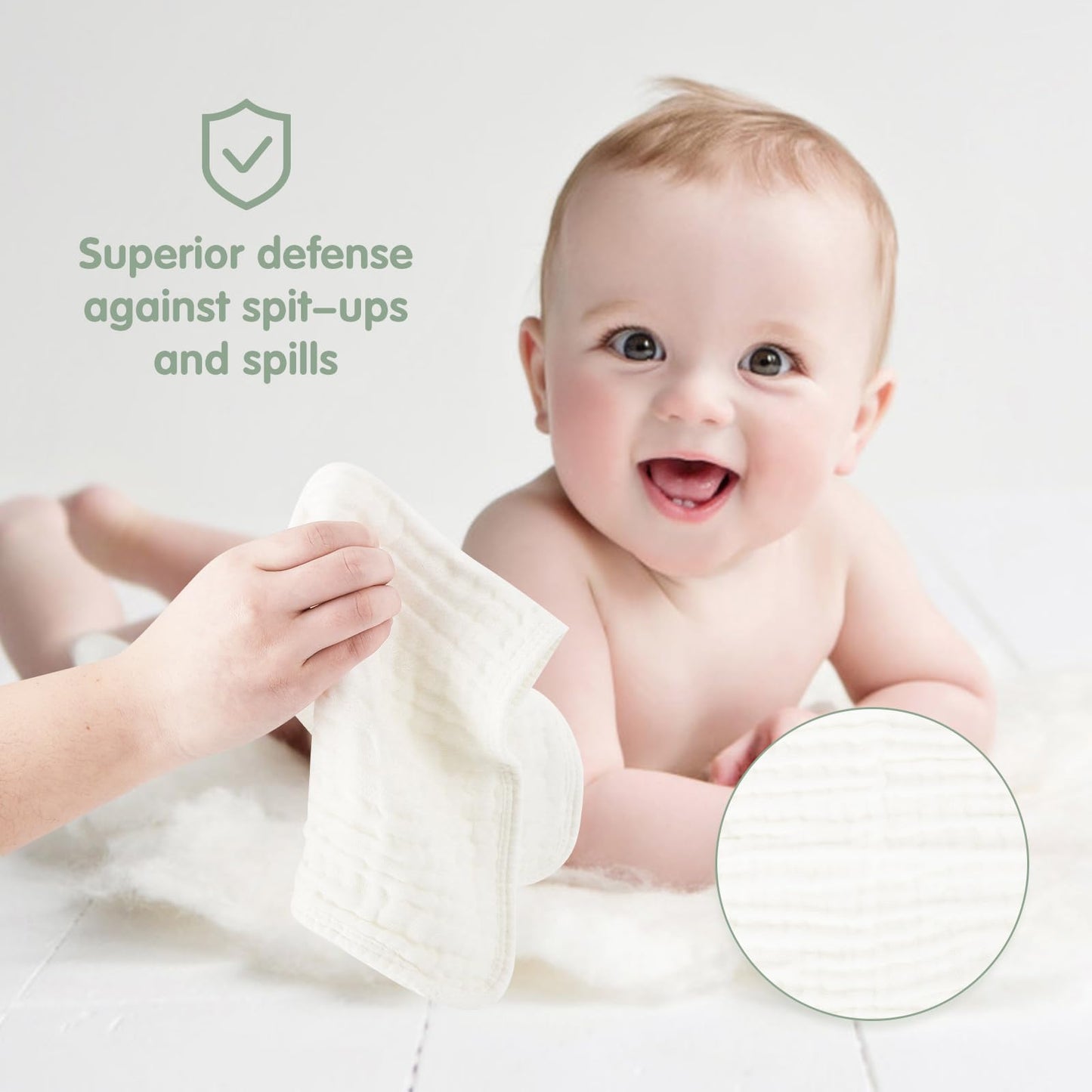 Arnzion baby burp cloths in blue grey and green colors