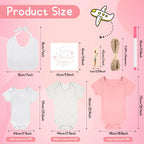 White newborn bodysuits and bibs included in DIY set