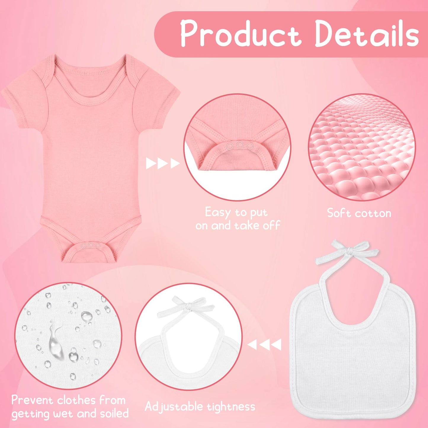 Close up of fabric markers on cotton baby apparel