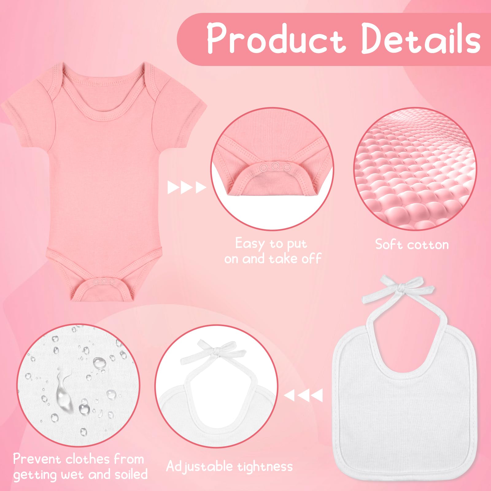 Close up of fabric markers on cotton baby apparel