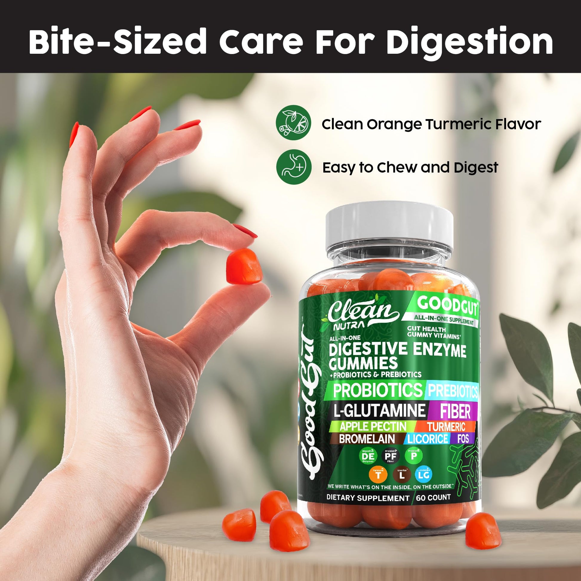 Authentic USA imported Clean Nutraceuticals digestive enzymes vegan chewable vitamins side view