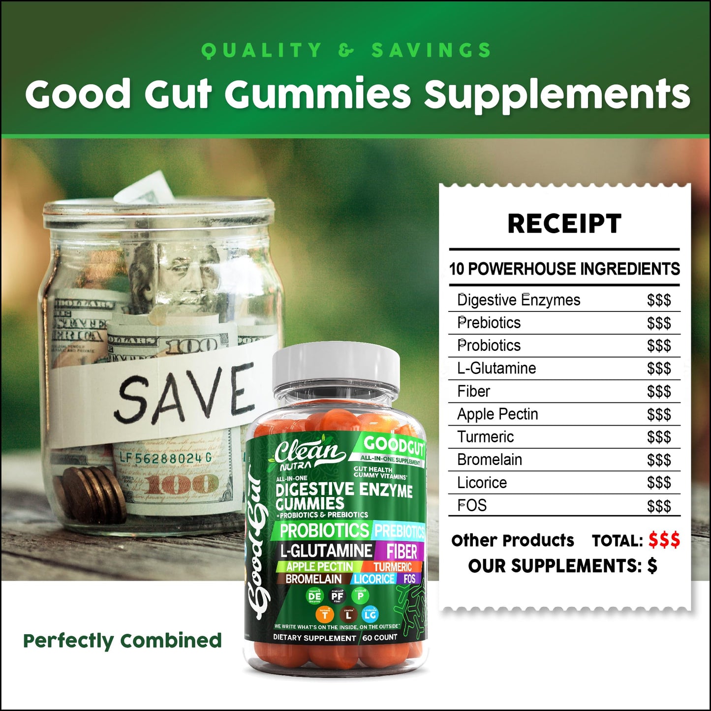 Clean Nutraceuticals GoodGut multi-enzyme complex bottle showcasing premium plant based ingredients