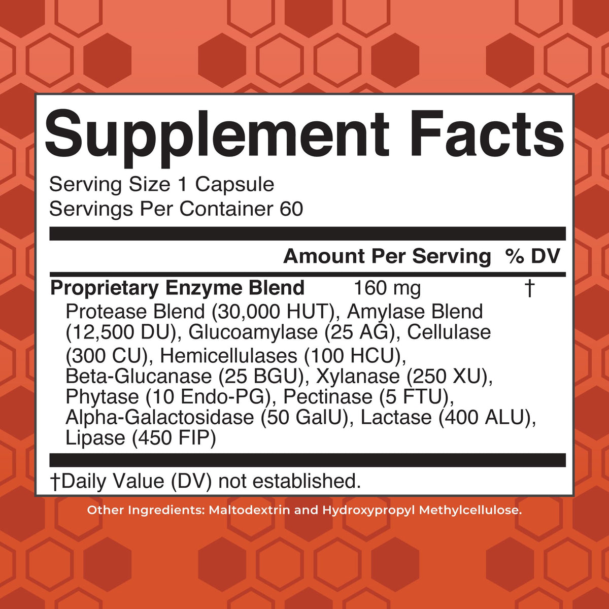 Maryruth's 60 count supplement bottle side label