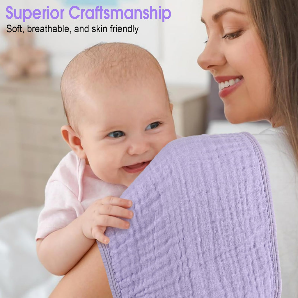 Arnzion burp cloths set in purple pink beige brown white colors