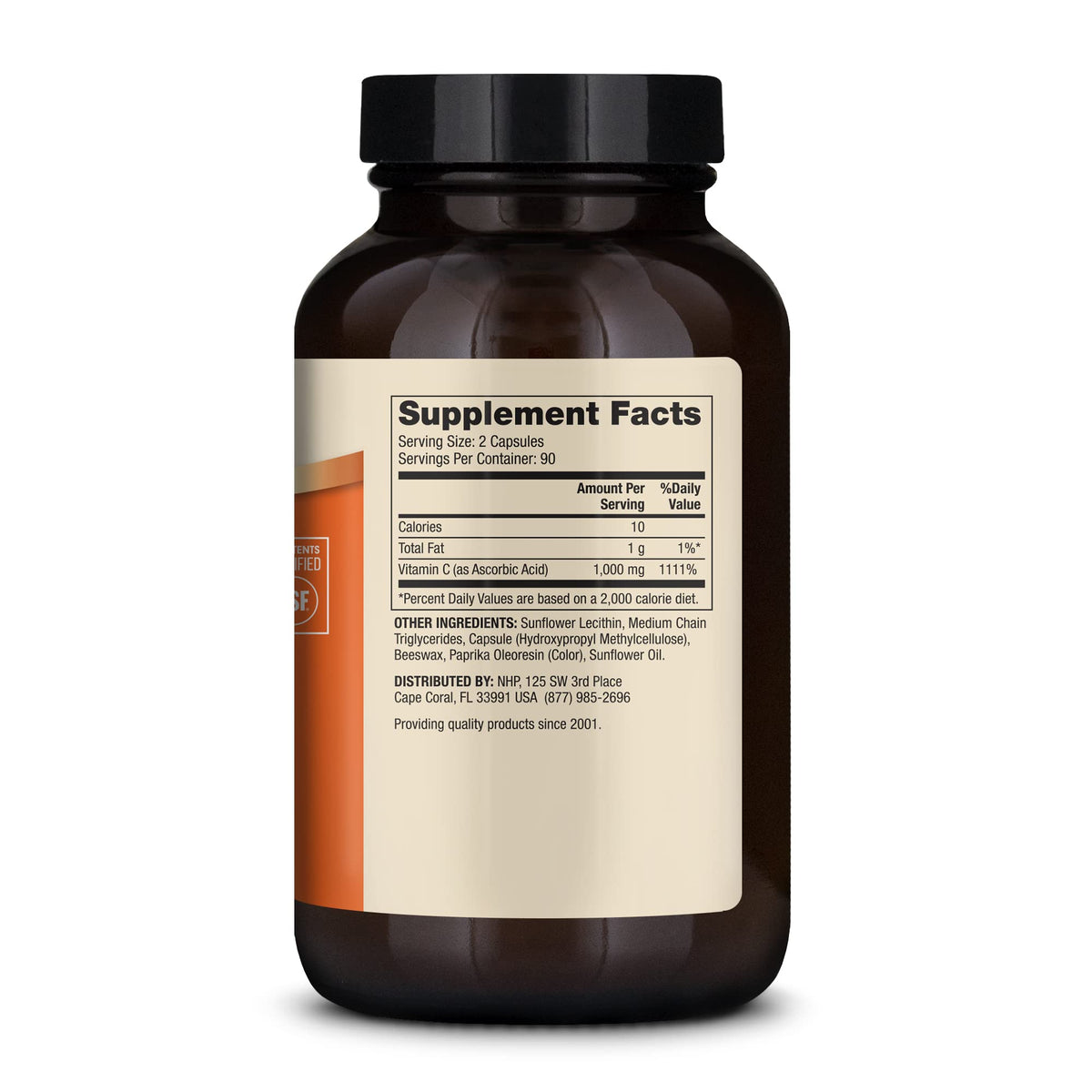 Dr. Mercola Liposomal Vitamin C supplement facts nutrition label