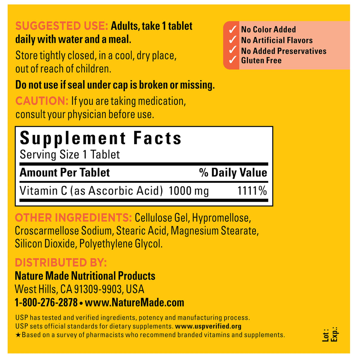 Nature Made vitamin c packaging and box overview
