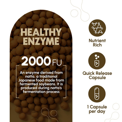 Back label of Zenavea Nattokinase supplement showing full ingredients and dosage instructions.