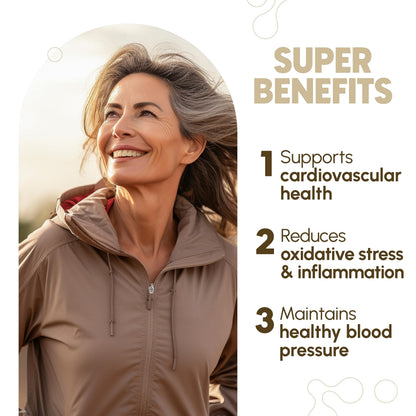 Side profile of the premium 270 count dietary supplement container for heart wellness.