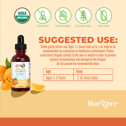 Organic vitamin C supplement for toddlers age one to three supplement facts label