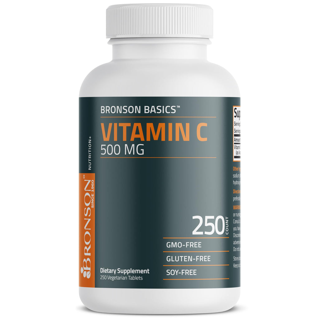 Bronson vitamin c 500 mg vegetarian formula bottle close up