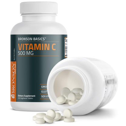 Premium ascorbic acid 500 mg vegetarian wellness tablets bottle