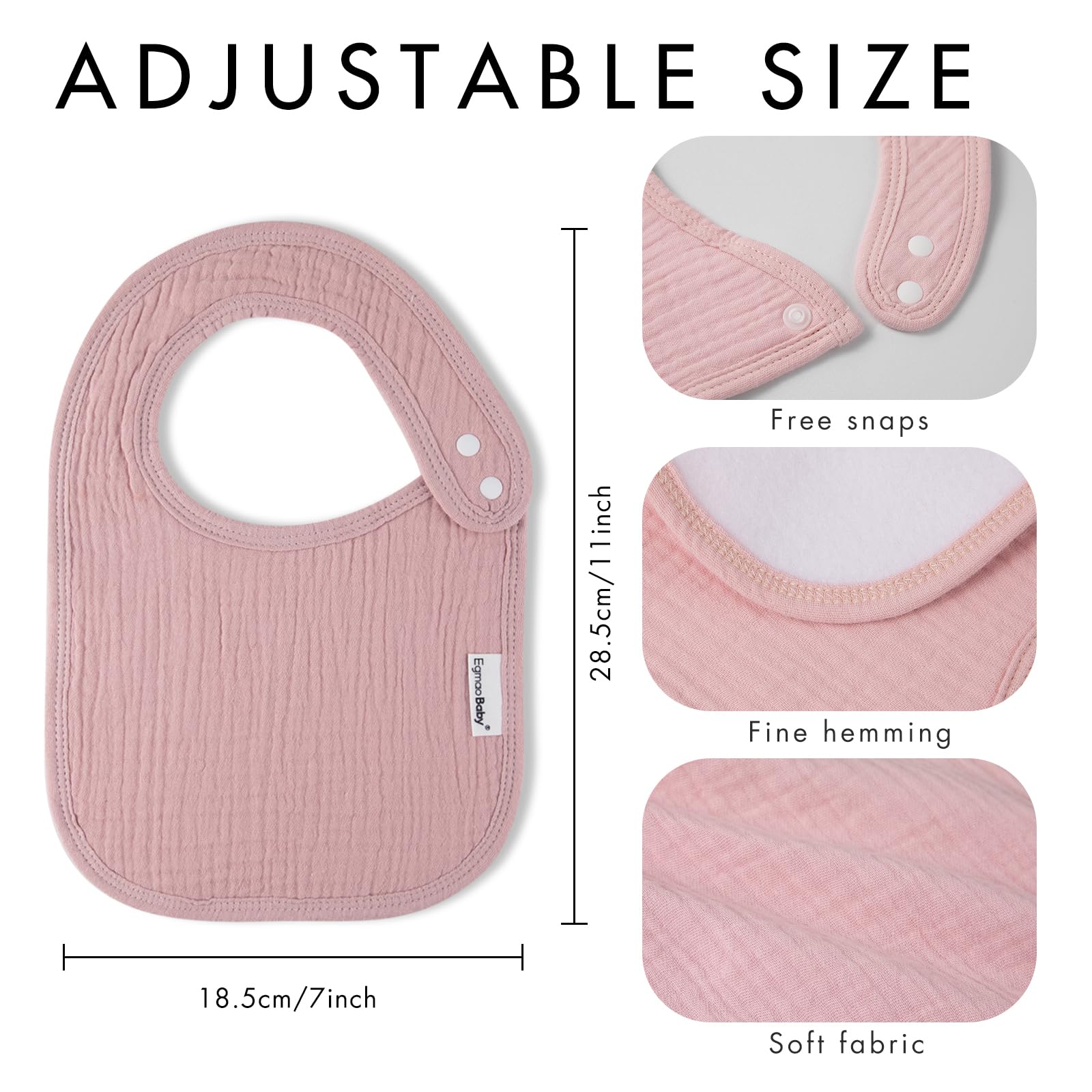 Egmao Baby muslin bib set for newborn boys and girls