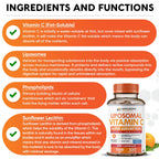 Wholesome Wellness Liposomal Vitamin C bottle side showing ingredients