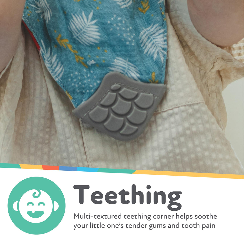 Reversible zoo print pattern on Nuby cotton muslin bib