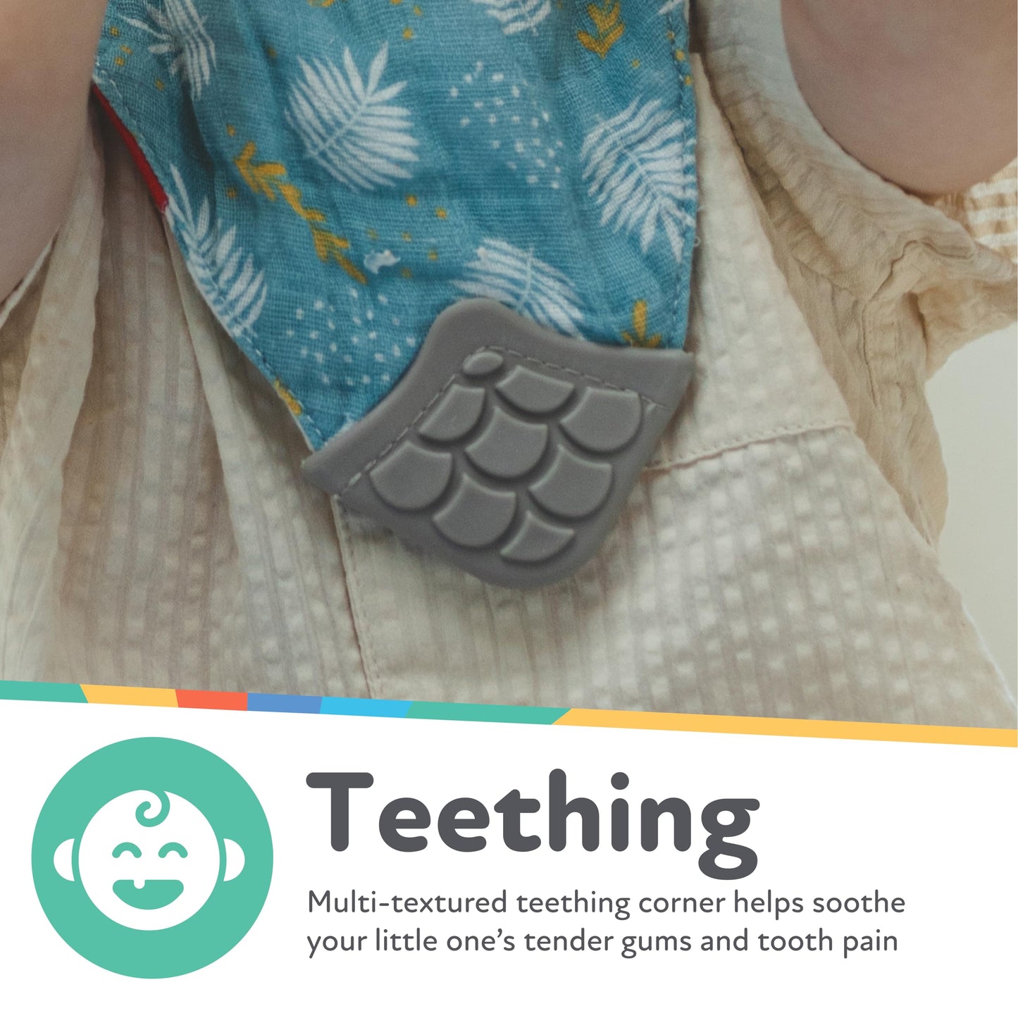 Reversible zoo print pattern on Nuby cotton muslin bib