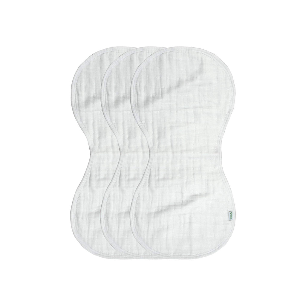 Contoured hourglass shape of the baby burp cloth over shoulder layout