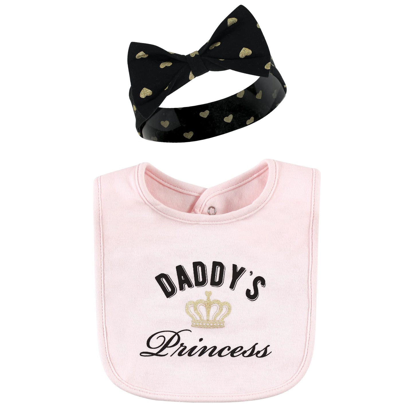 Coordinating Hudson Baby headband and bib set pattern display