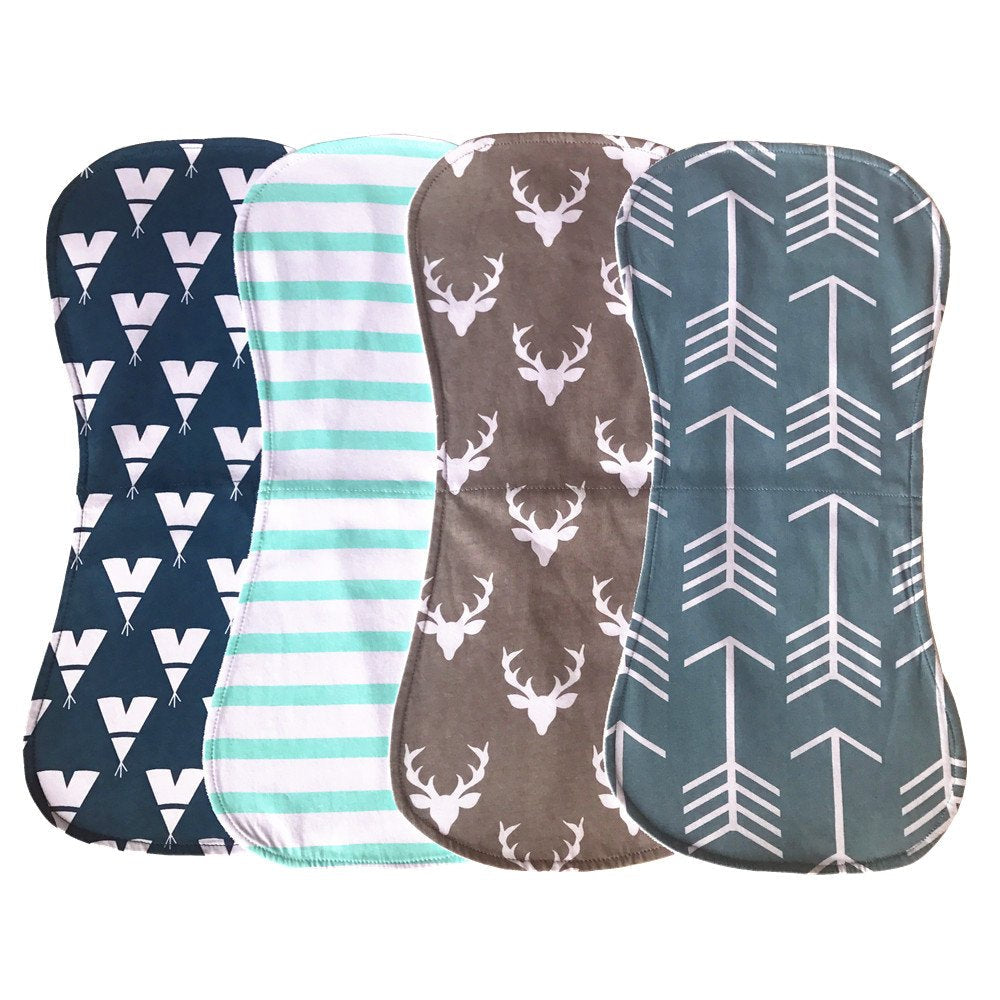 Arnzion curved cotton burp cloth showing shoulder fit