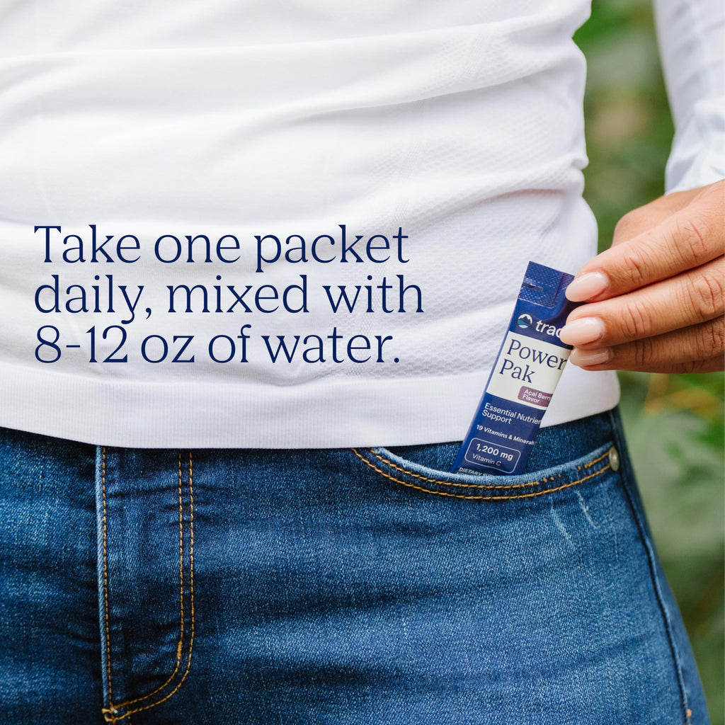 Trace Minerals Power Pak powder mixed in a glass of water