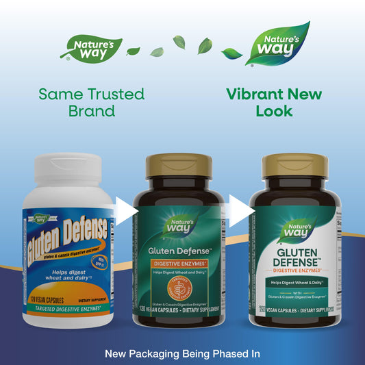 Nature's Way Gluten and Casein digestive enzyme supplement packaging details