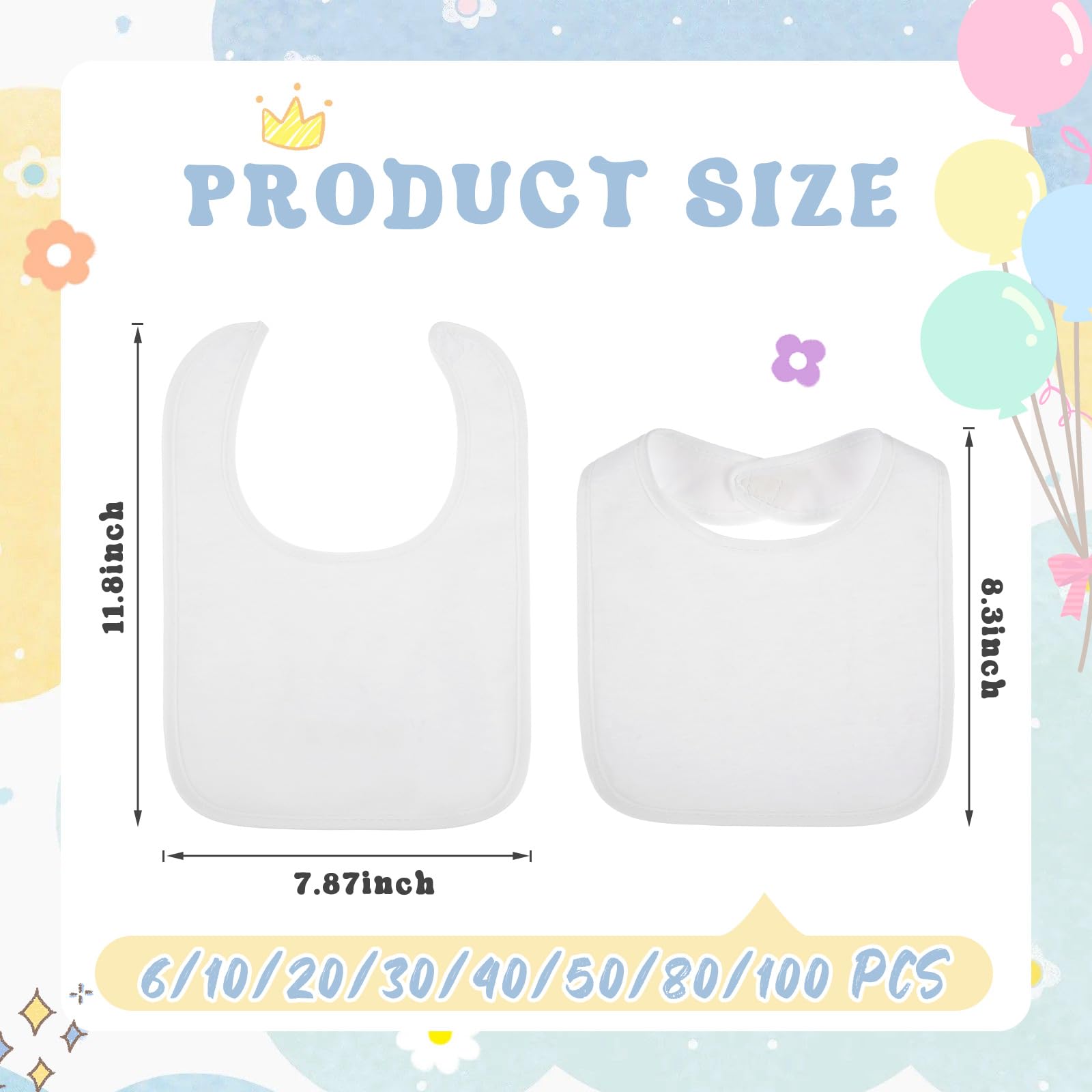 Toulite washable cotton baby bibs set in white