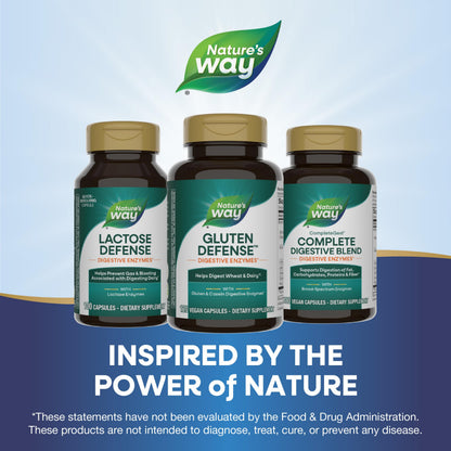 Gelatin free vegan digestive enzyme bottle with secure gold safety cap