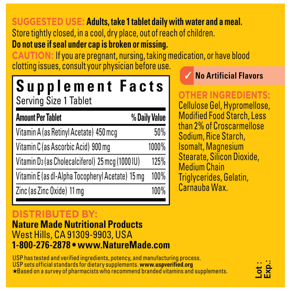 Nature Made authentic US sourced wellness supplement bottle