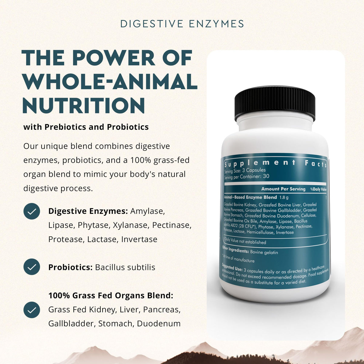 Ancestral Supplements Digestive Enzymes supplement facts label detail