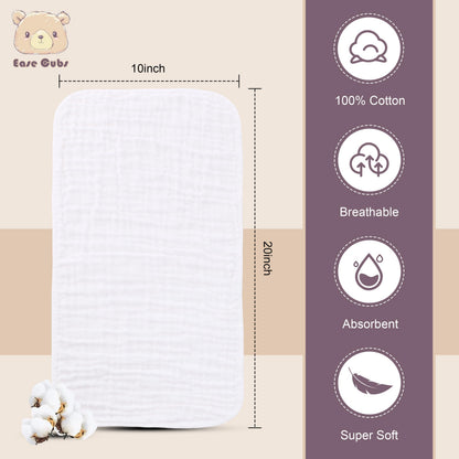 White and green Ease Cubs baby burp cloths folded stack