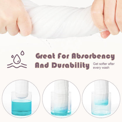 Set of 12 Ease Cubs muslin washcloths for newborns