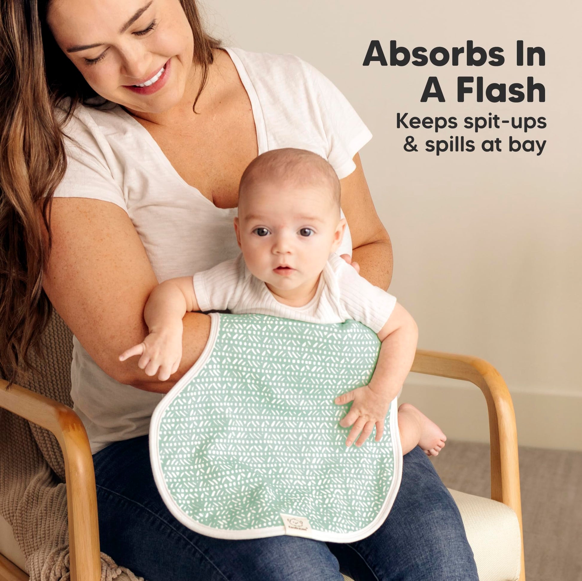 KeaBabies burp cloths folded inside the original kraft gift box
