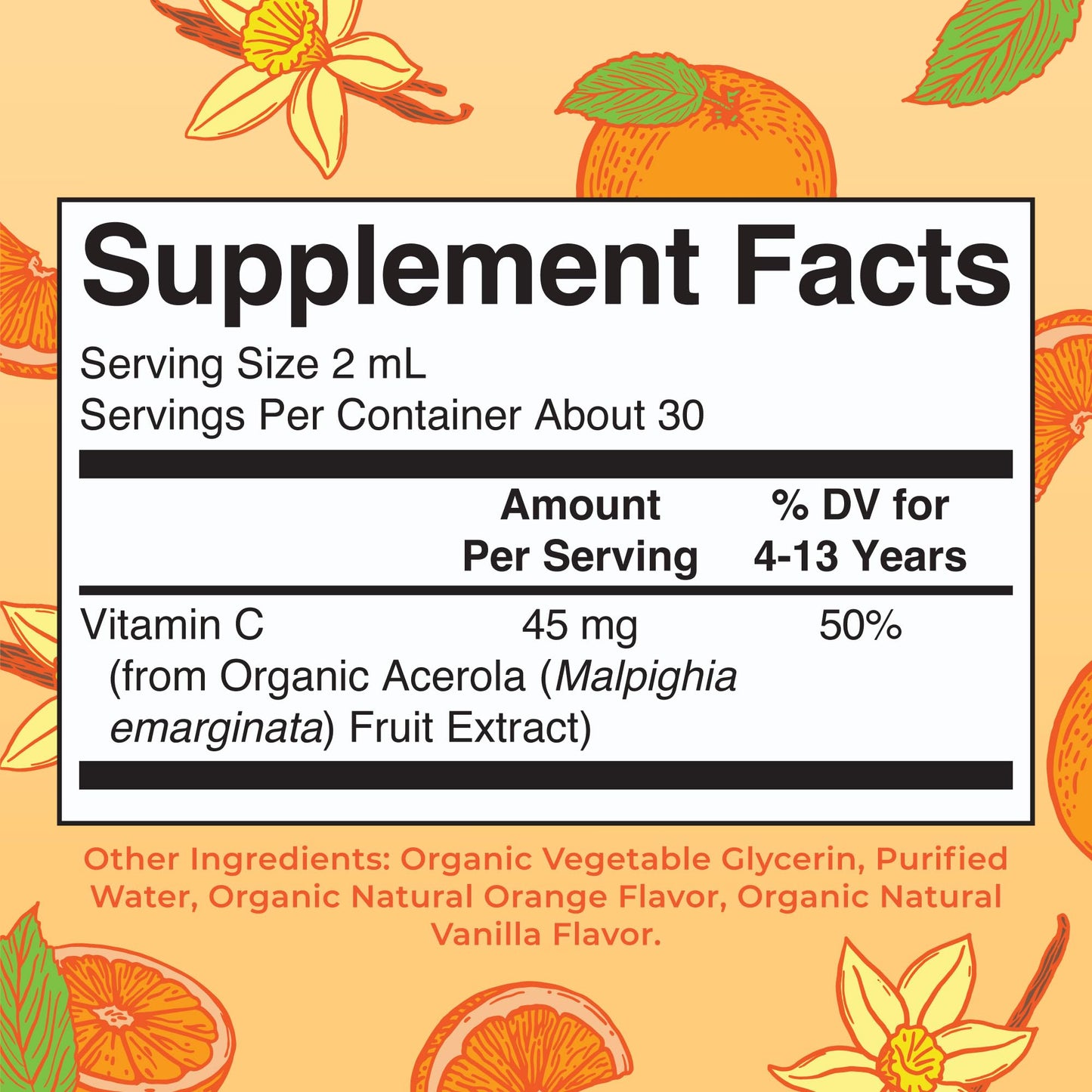MaryRuth's USDA Organic Kids Vitamin C Supplement bottle with black dropper cap close up.