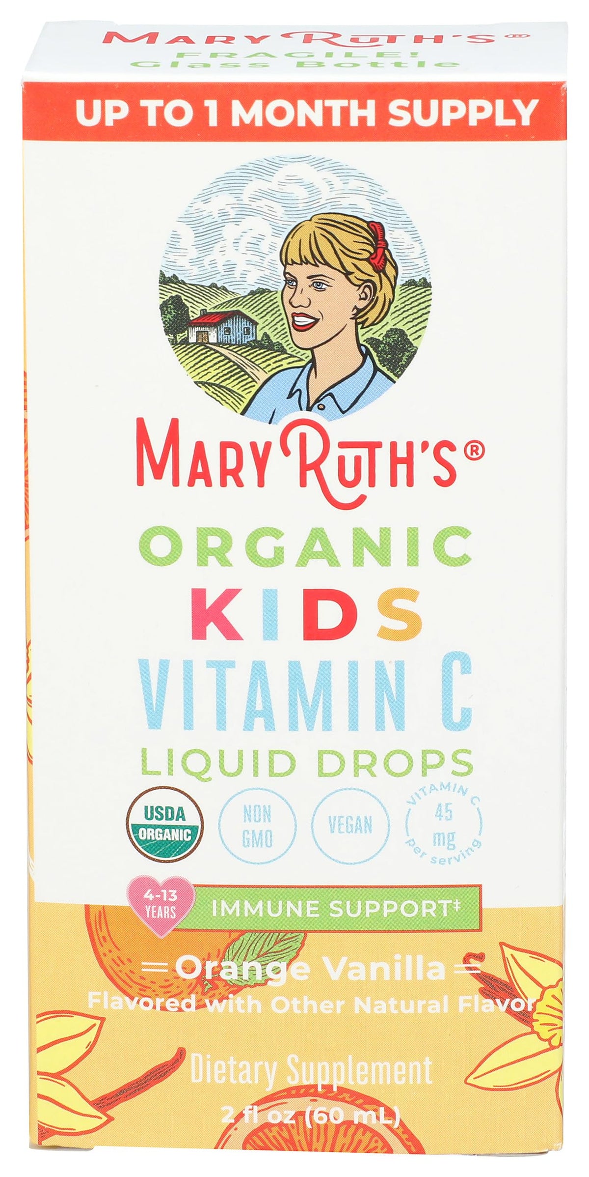 MaryRuth's organic kids vitamin c liquid drops packaging box view