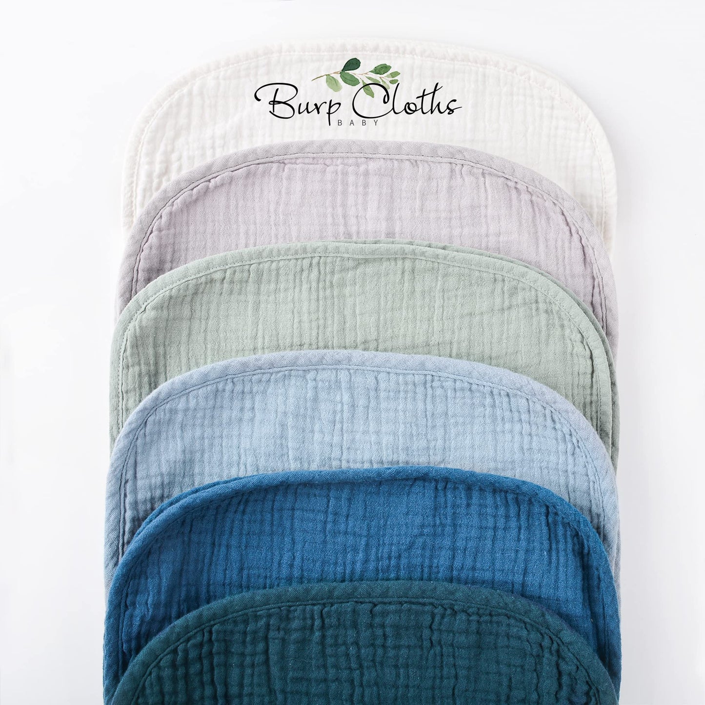 Soft muslin cotton cloths folded in nursery setting