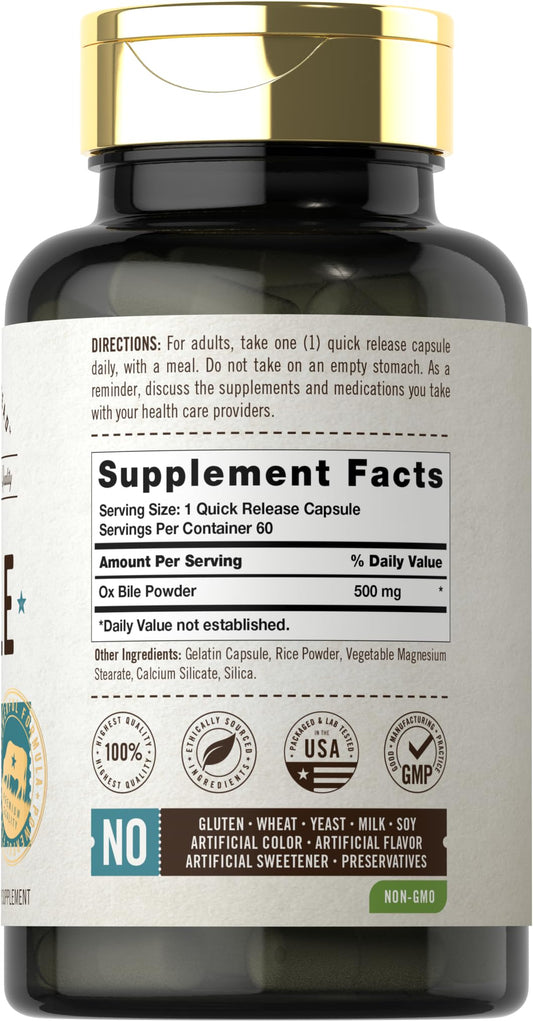 Carlyle Ox Bile digestive support supplement bottle label ingredients list