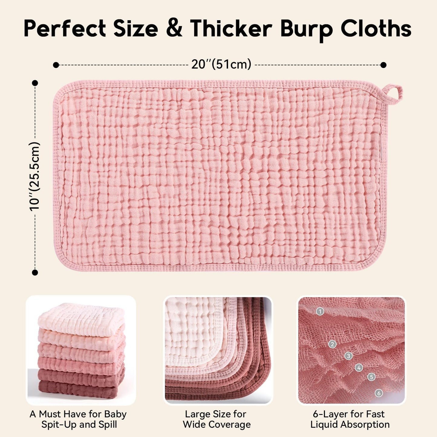 Unnivoll baby burp cloth showing hanging loop detail